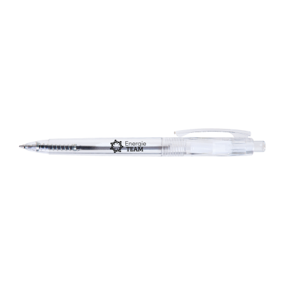 Stylo Bille En PET Recyclé – FANG Blanc Translucide Avec Marquage