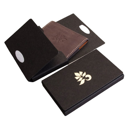 Porte-cartes personnalisé 2 poches en cuir recyclé - Made in France -  Vertlapub