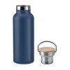 Bouteille Isotherme En Inox Et Bambou 500ml HELSINKI Bleu Marine Bouchon