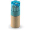 12 Petits Crayons De Couleur + Taille Crayon Dans Tube En Carton Publicitaire Bleu LAMBUT