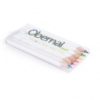 6 crayons de couleur carrés publicitaires en bois certifié - small - SIXQUADRI