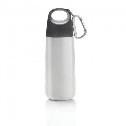 Bouteille Avec Mousqueton En Acier Inoxydable Personnalisable 350ml Blanc BOPP MINI