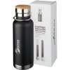 Bouteille Isotherme Personnalisable En Acier Inoxydable Et Bambou 480ml Logo Noir THORYA