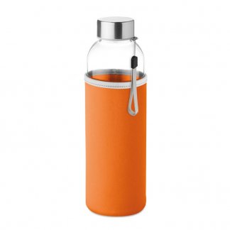Bouteille promotionnelle en verre avec housse néoprène - Orange - 500ml  - UTAH GLASS