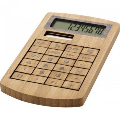 Calculatrice De Poche Solaire Promotionnelle En Bambou Naturel BAMBOSOL