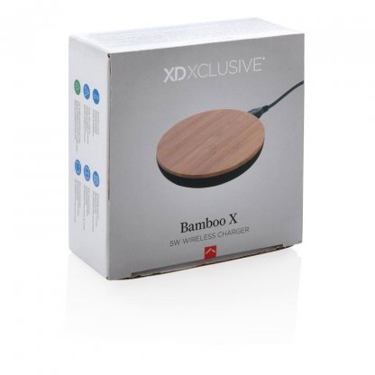 Chargeur Sans Fil Par Induction En Bambou Promotionnel 5W Boite BAMBOO X