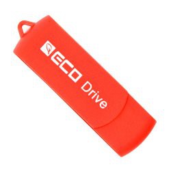 Clé USB publicitaire pivotante en plastique recyclé - rouge - ECO