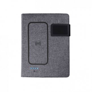 Conférencier promotionnel avec chargeur induction en bouteilles plastiques recyclées - INDUBOOK
