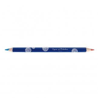 Crayon bi-couleur promotionnel en bois de cèdre certifié - Bleu -  BI-COUL