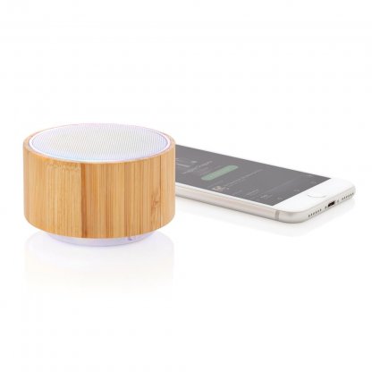 Enceinte Bluetooth Ronde Personnalisable En Bambou 3W ROUND SOUND