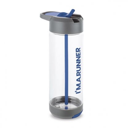 Gourde Avec Paille Et Support Téléphone Promotionnel 750ml En Tritan Et Polypropylène Bleu Avec Marquage