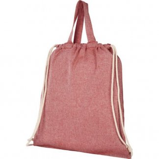 Gym bag personnalisé en coton recyclé avec poignées  - 150g - 38x42cm - plissé rouge - PHEEBAS