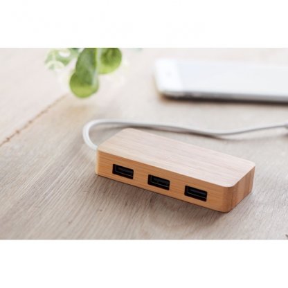 Hub USB Publicitaire 3 Ports Pour Bureau En Bambou VINA