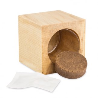 Kit de plantation dans cube en bois promotionnel - plaquette de tourbe - CUBE BOIS