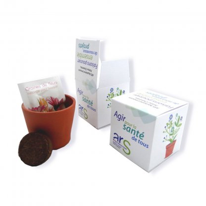 Kit De Plantation Dans Cube En Carton Recyclé Personnalisé Blanc CUBE DE PLANTATION
