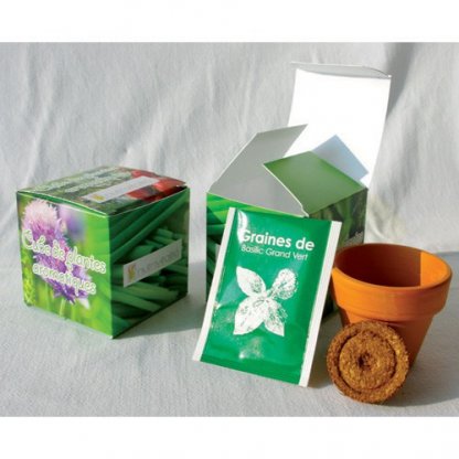 Kit De Plantation Publicitaire Dans Cube En Carton Recyclé 65mm CUBE DE PLANTATION