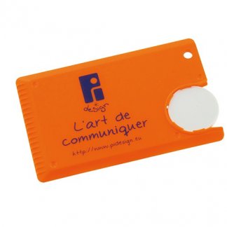 Mini gratte-glace carte de crédit publicitaire en polystyrène choc - Orange
