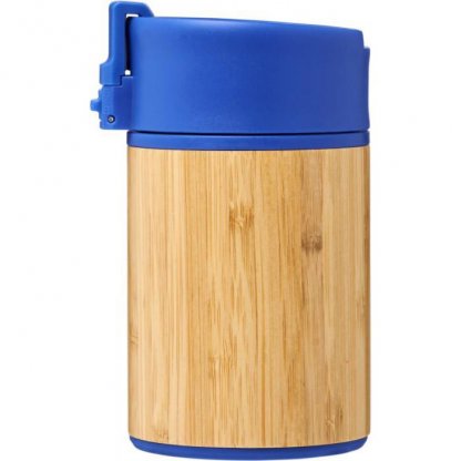 Mug Isotherme Promotionnel En Bambou Et Acier Inoxydable 200ml Côté Bleu ARCA