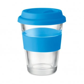 Mug promotionnel avec couvercle en verre - 350ml - Bleu - ASTOGLASS