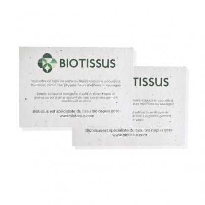 Papier Biodégradable Publicitaire à Planter Avec Graines 3 Formats Biotissu TAPIS DE SEMIS