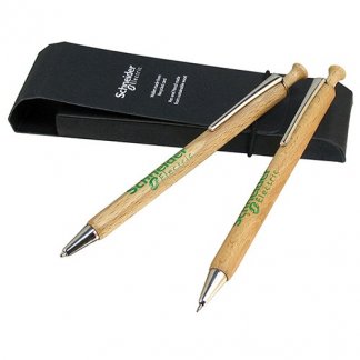 Parure stylo + porte-mines publicitaire en bois certifié - ALBERO
