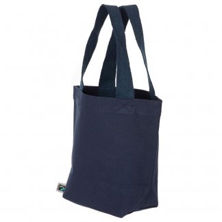 Petit sac avec fond publicitaire en coton biologique et équitable - 280g - 21x26x10cm - Bleu marine - LEDBURY