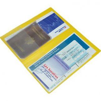 Pochette de voyage 4 poches publicitaire en PVC - jaune - ouvert