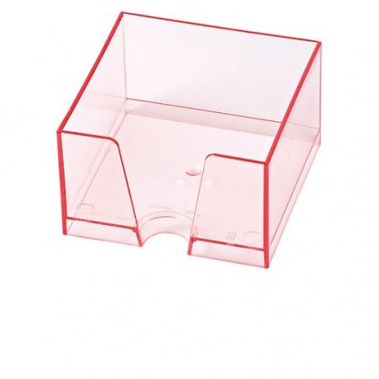 Porte Bloc Note Cube Publicitaire En Plastique Polystyrène Cristal Rouge Transparent CLASSIC