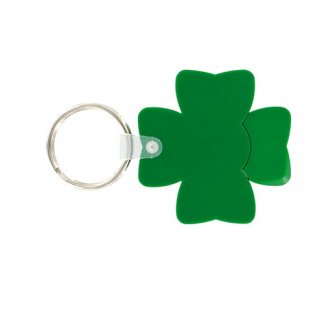Porte-clés, porte-jeton, gratte-jeu trèfle publicitaire en plastique ABS - Vert