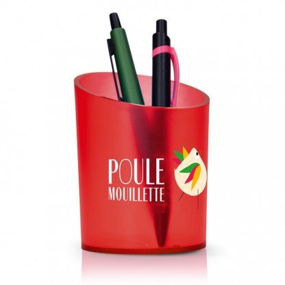 Pot à Crayons Personnalisable En Plastique Polystyrène Rouge Avec Marquage