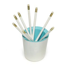 Pot à crayons personnalisé en amidon de maïs - avec crayons - Fushia- MEGAPOP
