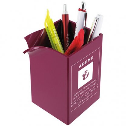 Pot à Crayons Publicitaire En Cristal Polystyrène Violet Marquage 1 Couleur BEC BOX
