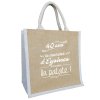 Sac Cabas Personnalisable Normes Alimentaires En Toile De Jute 30x30x19cm Bi Couleur MUMBAI