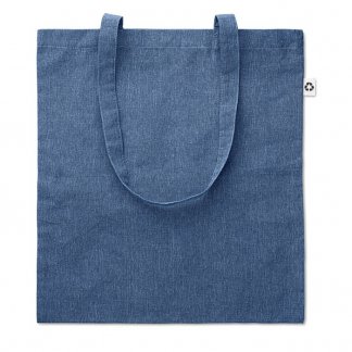 Sac shopping promotionnel en coton recyclé - Bleu - 140g - 38x42cm - COTTONEL DUO