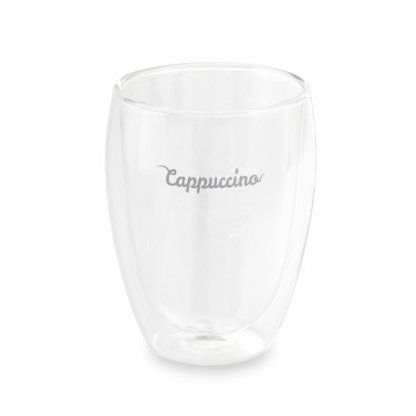 Set Publicitaire De 2 Mugs à Cappuccino En Verre 350ml Logo CAPPUSET