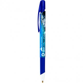 Stylo bic publicitaire en plastique recyclé - bleu quadri - BIC MEDIA CLIC GRIP