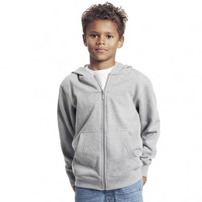Sweatshirt Avec Zip Enfant Publicitaire à Capuche En Coton Biologique Gris HOODIE ZIP KIDS