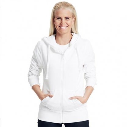 Sweatshirt Avec Zip Femme Publicitaire à Capuche En Coton Biologique Blanc HOODIE ZIP LADIES