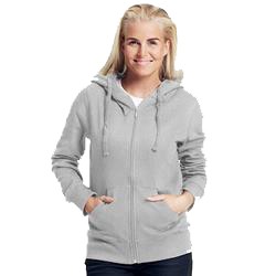 Sweatshirt Avec Zip Femme Publicitaire à Capuche En Coton Biologique Gris HOODIE ZIP LADIES