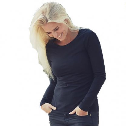 T Shirt Femme à Manches Longues Publicitaire En Coton Biologique Bleu Marine LONGSLEEVE LADIES