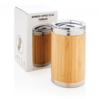 Tasse Publicitaire Bambou Et Inox Emballage Personnalisable 270 Ml COFEE TO GO