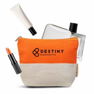 Trousse de voyage ou cosmétique personnalisée en coton biologique et jute - Avec logo - TODAY