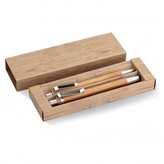 Parure stylet / stylo + porte-mines publicitaire en bambou - BAMBOOSET