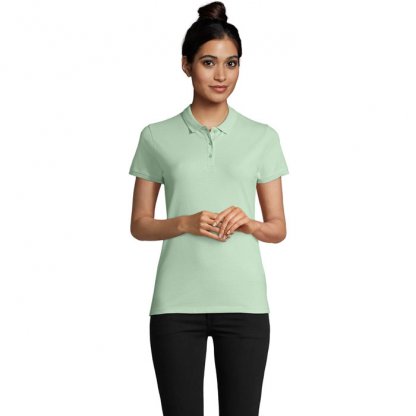 Polo Femme En Coton Bio 170g PLANET WOMEN Vert Glace