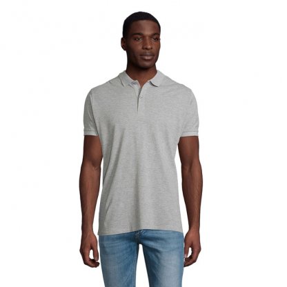 Polo Homme En Coton Bio 170g PLANET MEN Gris Chiné