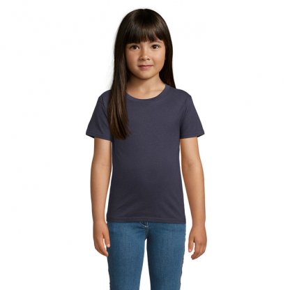 T Shirt Enfant En Coton Bio 175g PIONEER KIDS Bleu Marine De Face