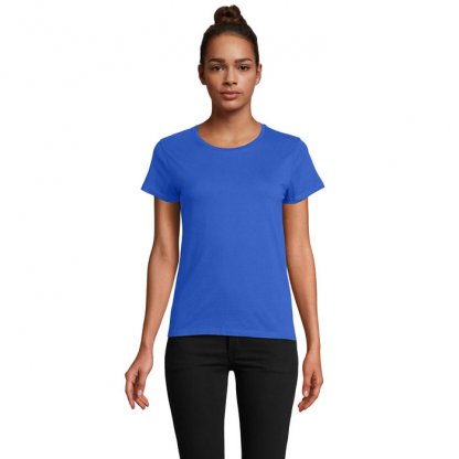 T Shirt Femme En Coton Bio 150g CRUSADER WOMEN T Shirt Bleu Roi Porté De Face