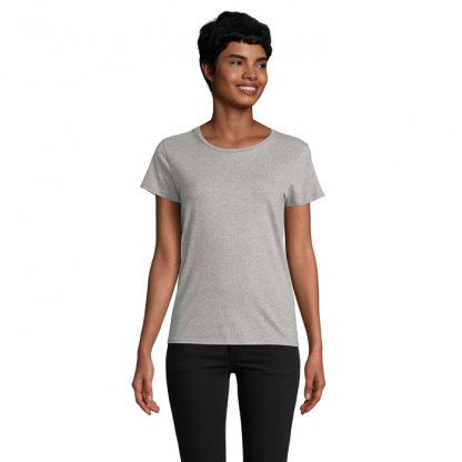 T Shirt Femme En Coton Bio 175g PIONEER WOMEN Gris Chiné De Face