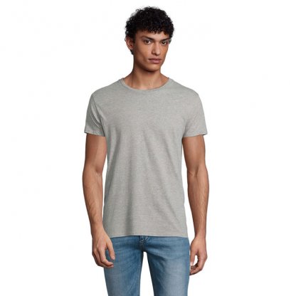 T Shirt Homme En Coton Bio 175g PIONEER MEN Gris Chiné De Face