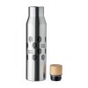 Bouteille Isotherme En Acier Inoxydable Et Bois 500ml DUDINKA Gris Métal + Logo